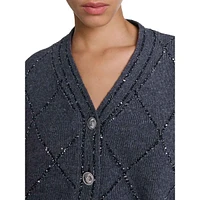 Mipou Wool-Blend Diamond-Motif Cardigan