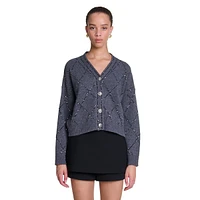 Mipou Wool-Blend Diamond-Motif Cardigan