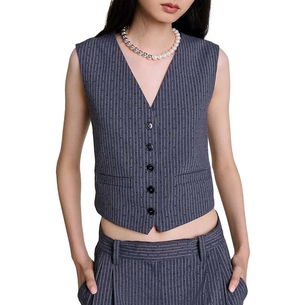 Verny Dotted Pinstripe Vest