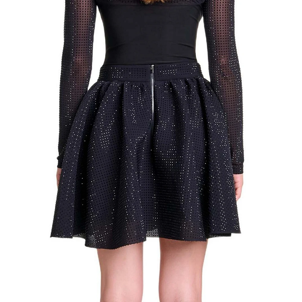 Joyalstrassi Beaded Sequin Illusion Mini Skirt