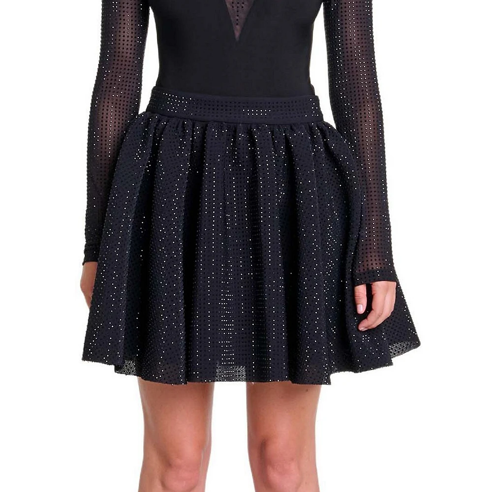 Joyalstrassi Beaded Sequin Illusion Mini Skirt