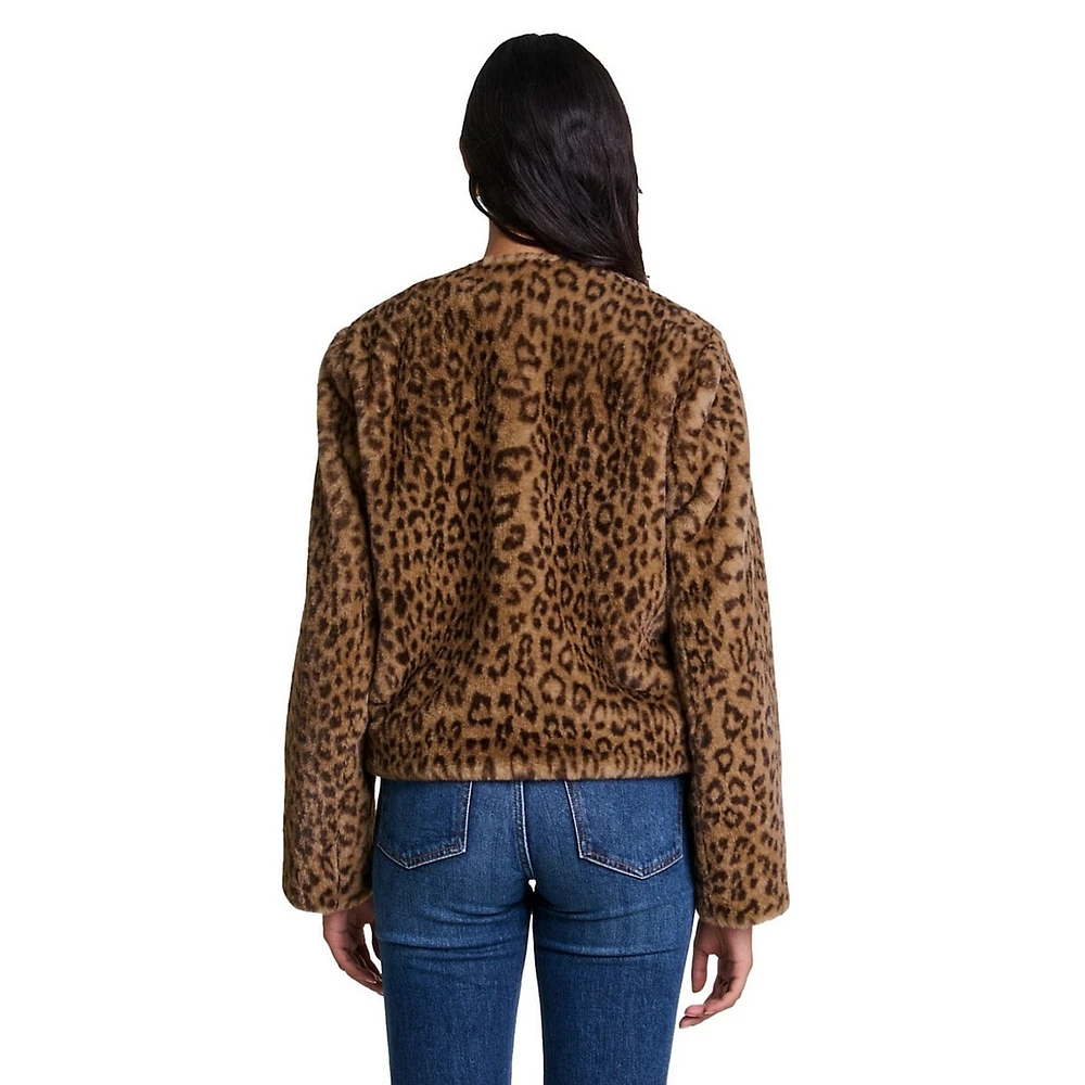 Vifaleo Leopard-Print Faux Fur Jacket