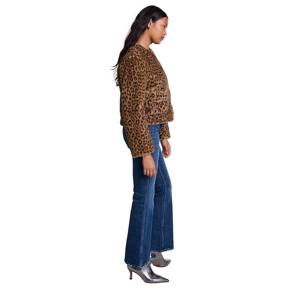 Vifaleo Leopard-Print Faux Fur Jacket