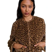 Vifaleo Leopard-Print Faux Fur Jacket