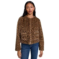 Vifaleo Leopard-Print Faux Fur Jacket