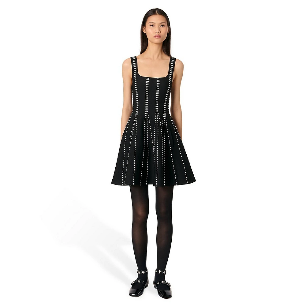 Russellier Sleeveless Contrast-Stitch Knit Dress