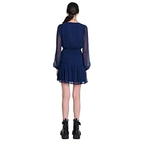 Rory Buttoned Drape Illusion Mini Dress