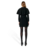 Rycape Detachable-Cape Stretch-Knit Mini Dress