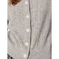 Miniou Jewel-Collar Cable-Knit Cropped Cardigan