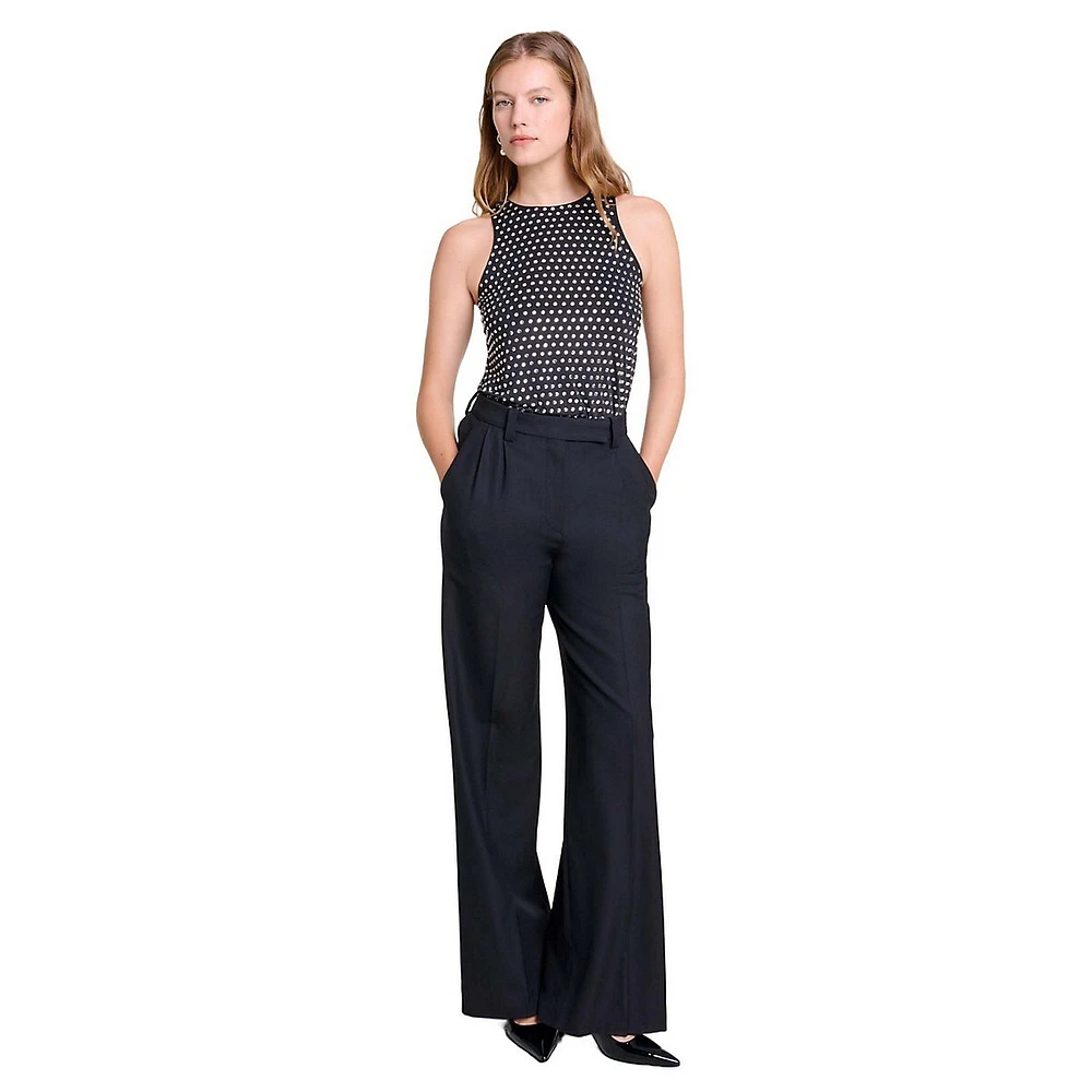 Pernoui Pleated Flare Dress Pants