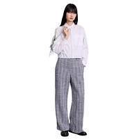 Poelina Wide-Leg Metallic Tweed Pants