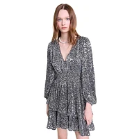 Ranaly Sequined Tiered Empire Mini Dress