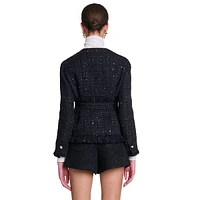 Venablisa Tied Sequined-Tweed Fringe Blazer