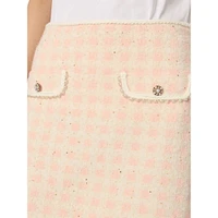 Jartingal Jewelled Sequin-Tweed Check Mini Skirt