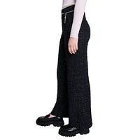 Pizeldaly Sequined-Tweed Chain-Belt Pants