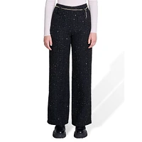 Pizeldaly Sequined-Tweed Chain-Belt Pants