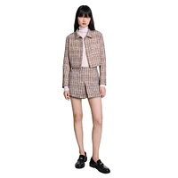 Villoji Tweed Collared Cropped Blazer