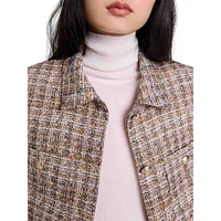 Villoji Tweed Collared Cropped Blazer