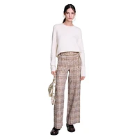 Pilloji Chain-Belt Iridescent Tweed Pants