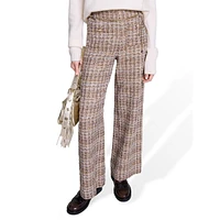 Pilloji Chain-Belt Iridescent Tweed Pants