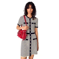 Rirolls Short-Sleeve Striped Ribbed Mini Dress