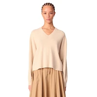 Mulany Relaxed V-Neck Cropped Sweater