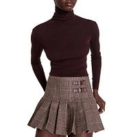 Jocelyno Wool-Blend Equestrian Plaid Mini Skort