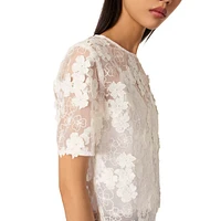 Lefleur Floral Lace Short-Sleeve Top