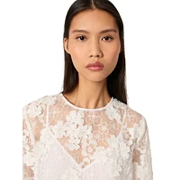 Lefleur Floral Lace Short-Sleeve Top