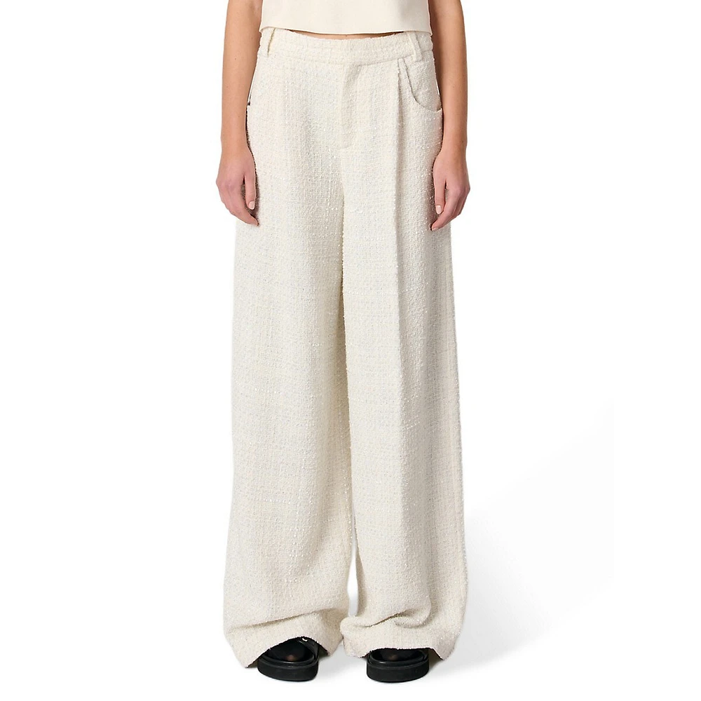 Padeira Wide-Leg Tweed Dress Pants