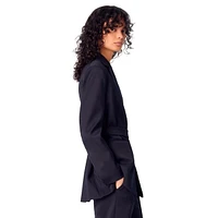 Villeplisse Wool-Blend Pleated-Back Belted Blazer