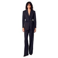 Villeplisse Wool-Blend Pleated-Back Belted Blazer