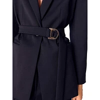 Villeplisse Wool-Blend Pleated-Back Belted Blazer