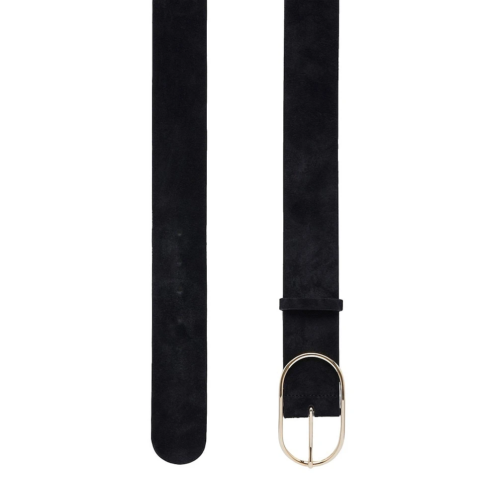 Cole Oval Buckle Suede Belt