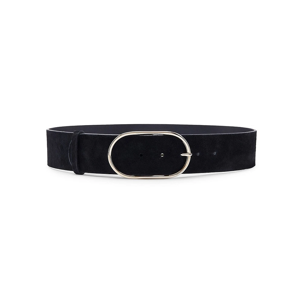 Cole Oval Buckle Suede Belt