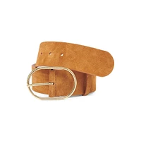 Cole Oval Buckle Suede Belt