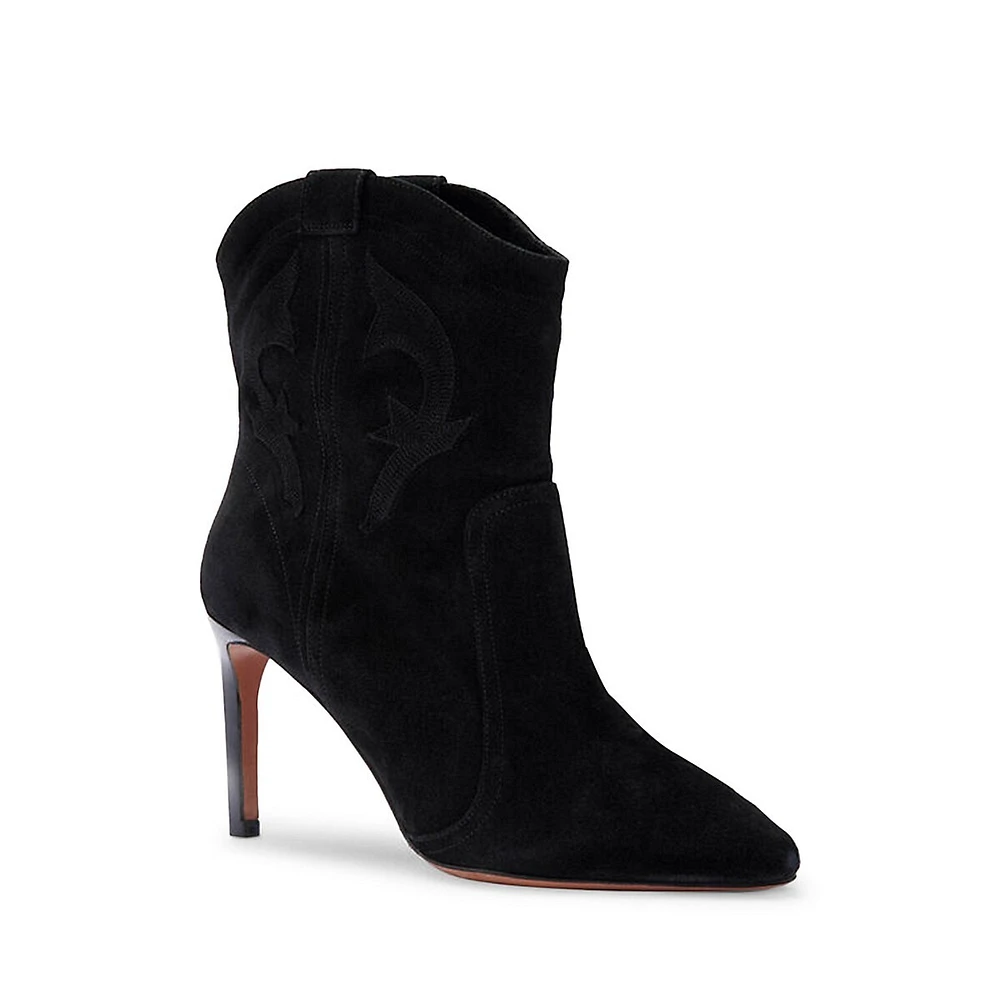 Caitlin Leather Point-Toe Western Ankle Boots