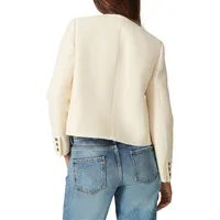 Meredith Button-Front Cropped Terry Jacket