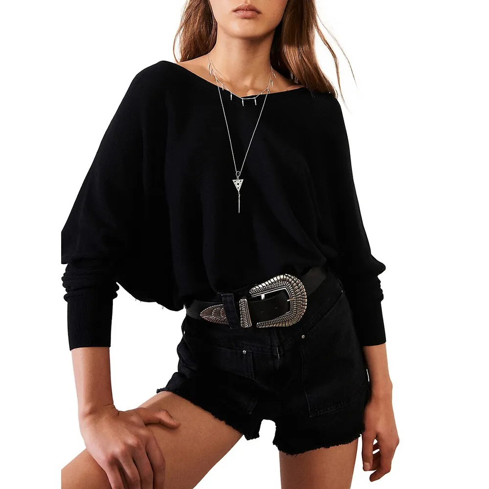 Elsy V-Neck Button-Detail Sweater