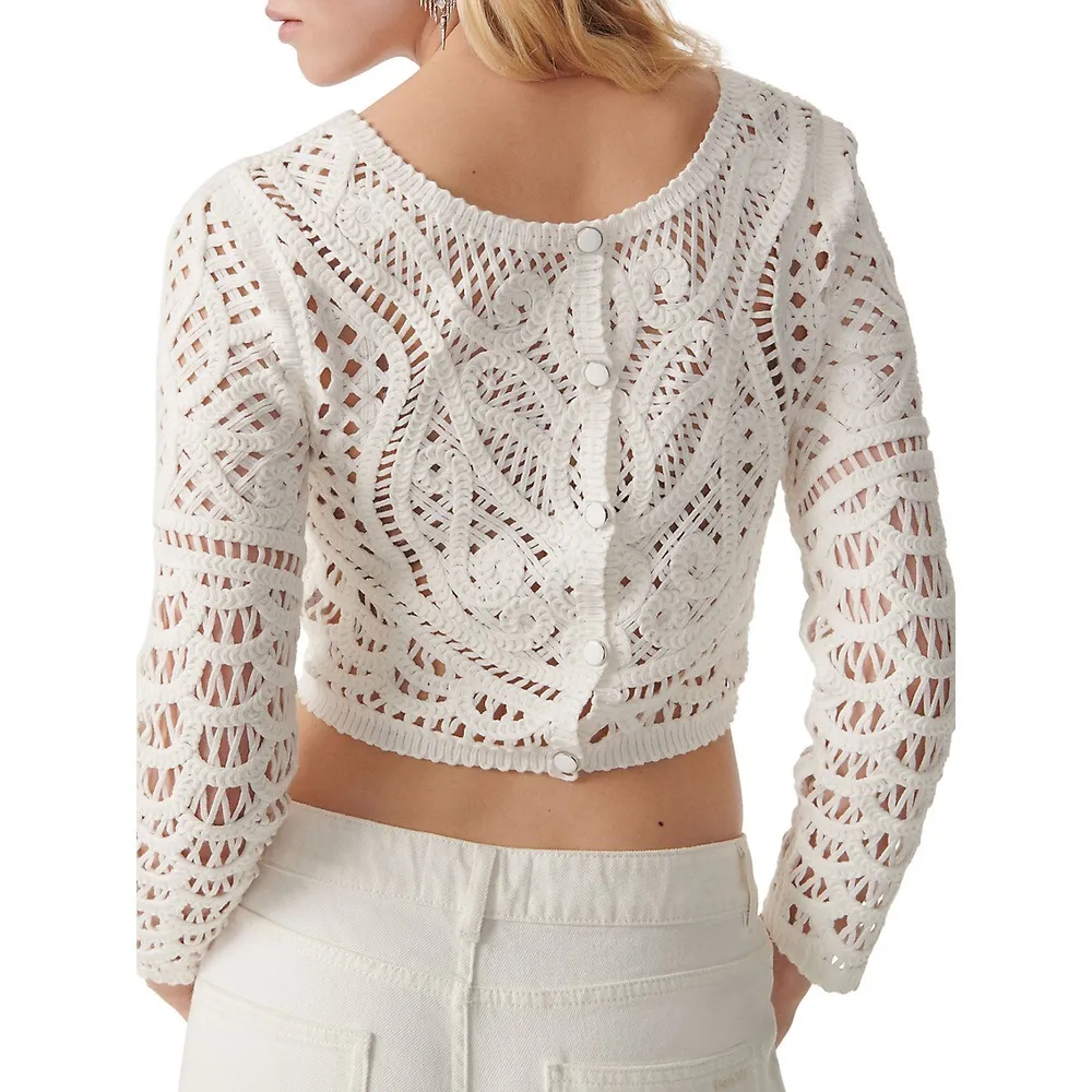 Marc Openwork-Knit Cropped Cardigan