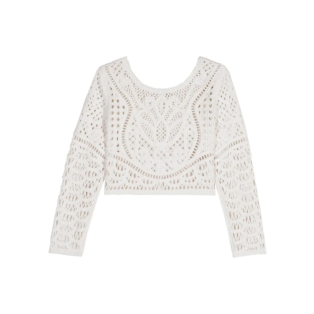 Marc Openwork-Knit Cropped Cardigan