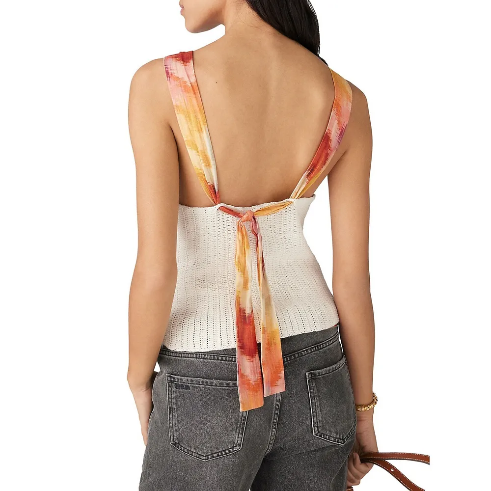 Cedric Mixed-Media Halter Tank Top