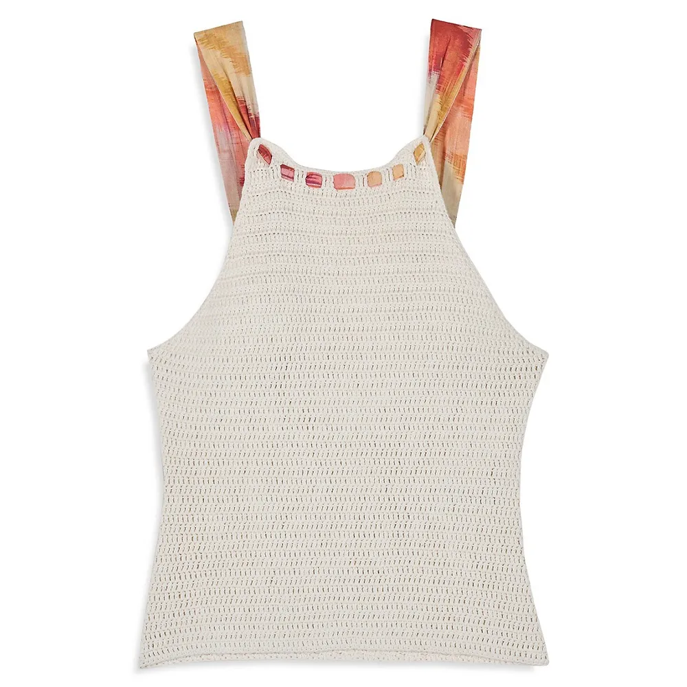 Cedric Mixed-Media Halter Tank Top