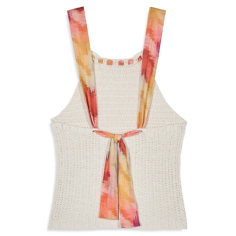 Cedric Mixed-Media Halter Tank Top