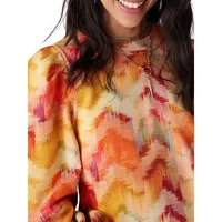 Primrose Printed Blouson-Sleeve Sweatshirt