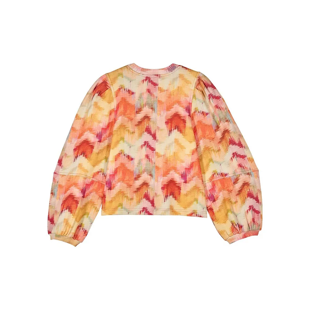 Primrose Printed Blouson-Sleeve Sweatshirt