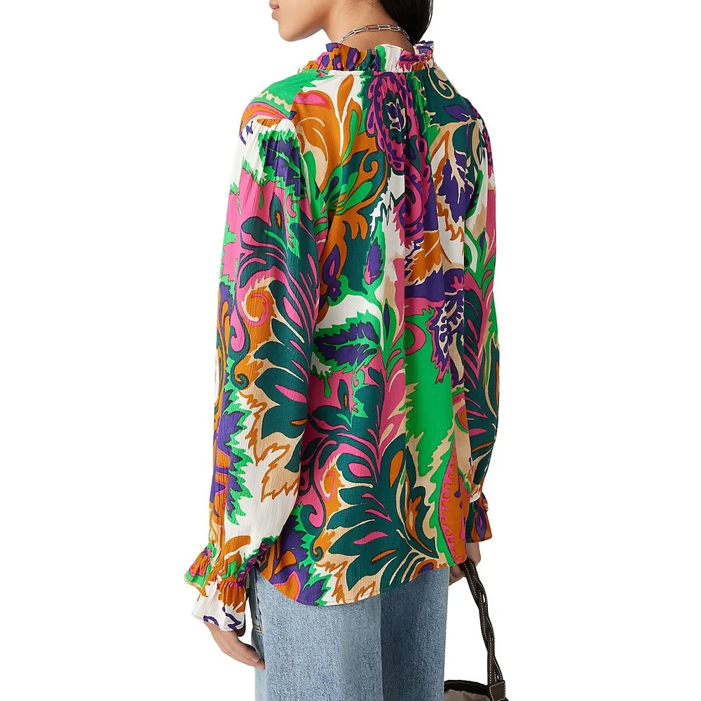 Natsy Printed Ruffled Oversized Blouse