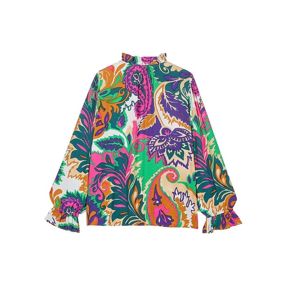 Natsy Printed Ruffled Oversized Blouse