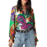 Natsy Printed Ruffled Oversized Blouse