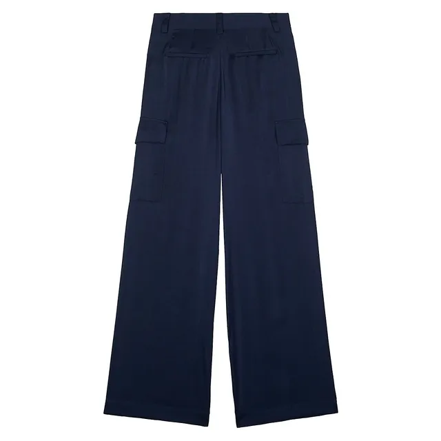 Pleated Wide Leg Cargo Pants